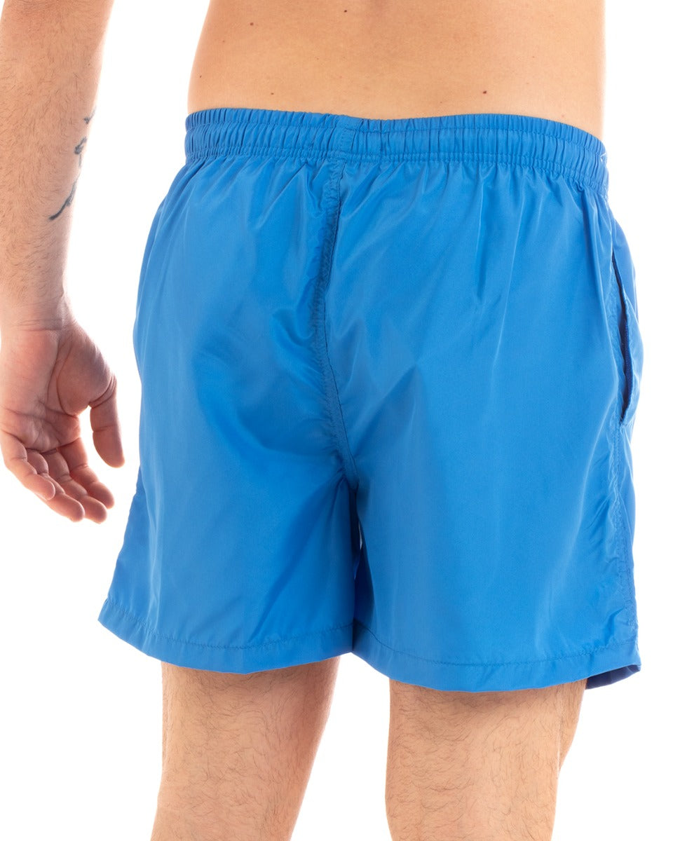 Costume Da Bagno Summer Pantaloncino Boxer Elastico Tinta Unita Azzurro GIOSAL-SU1130A