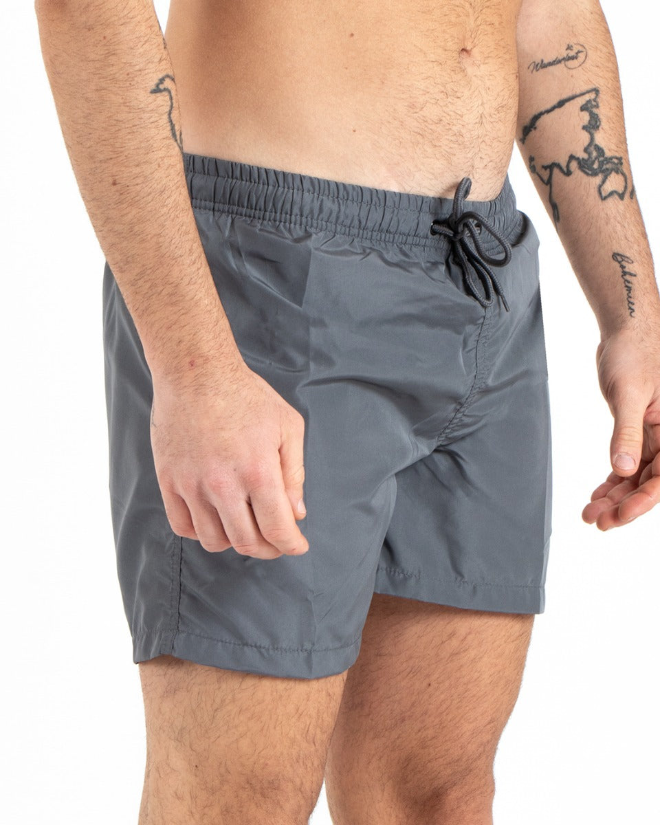 Costume Da Bagno Summer Pantaloncino Boxer Elastico Tinta Unita Grigio GIOSAL-SU1131A