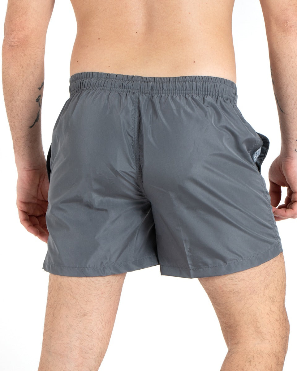 Costume Da Bagno Summer Pantaloncino Boxer Elastico Tinta Unita Grigio GIOSAL-SU1131A