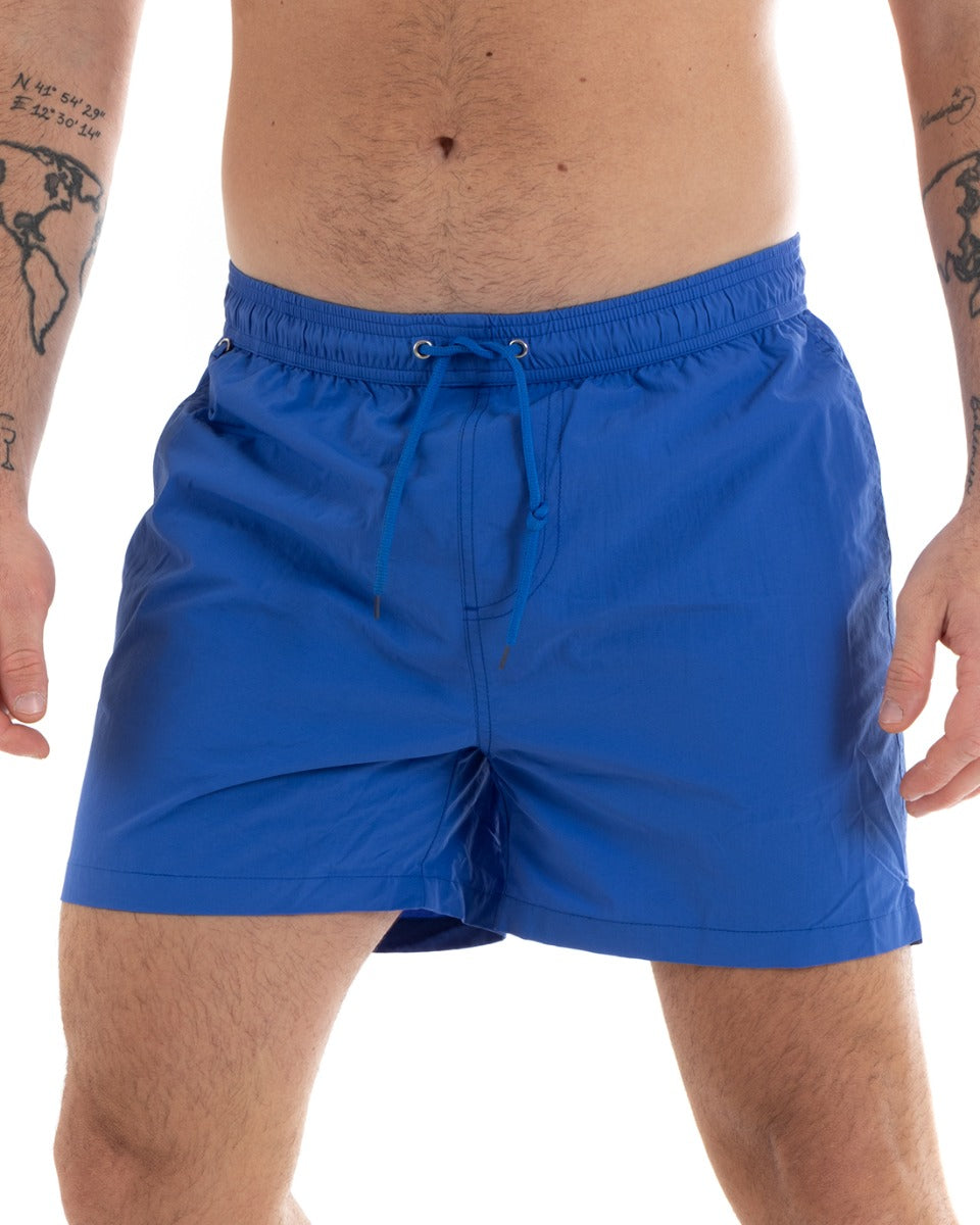 Costume Da Bagno Uomo Boxer Blu Royal Tinta Unita Elastico GIOSAL-SU1145A