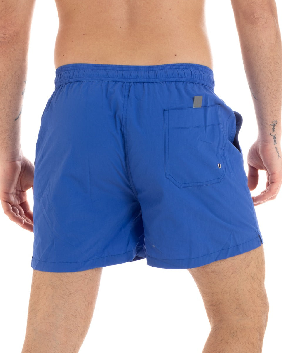 Costume Da Bagno Uomo Boxer Blu Royal Tinta Unita Elastico GIOSAL-SU1145A