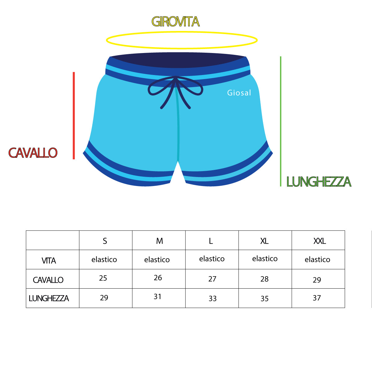 Costume Da Bagno Uomo Boxer Verde Tinta Unita Elastico Coulisse Tasche GIOSAL-SU1148A