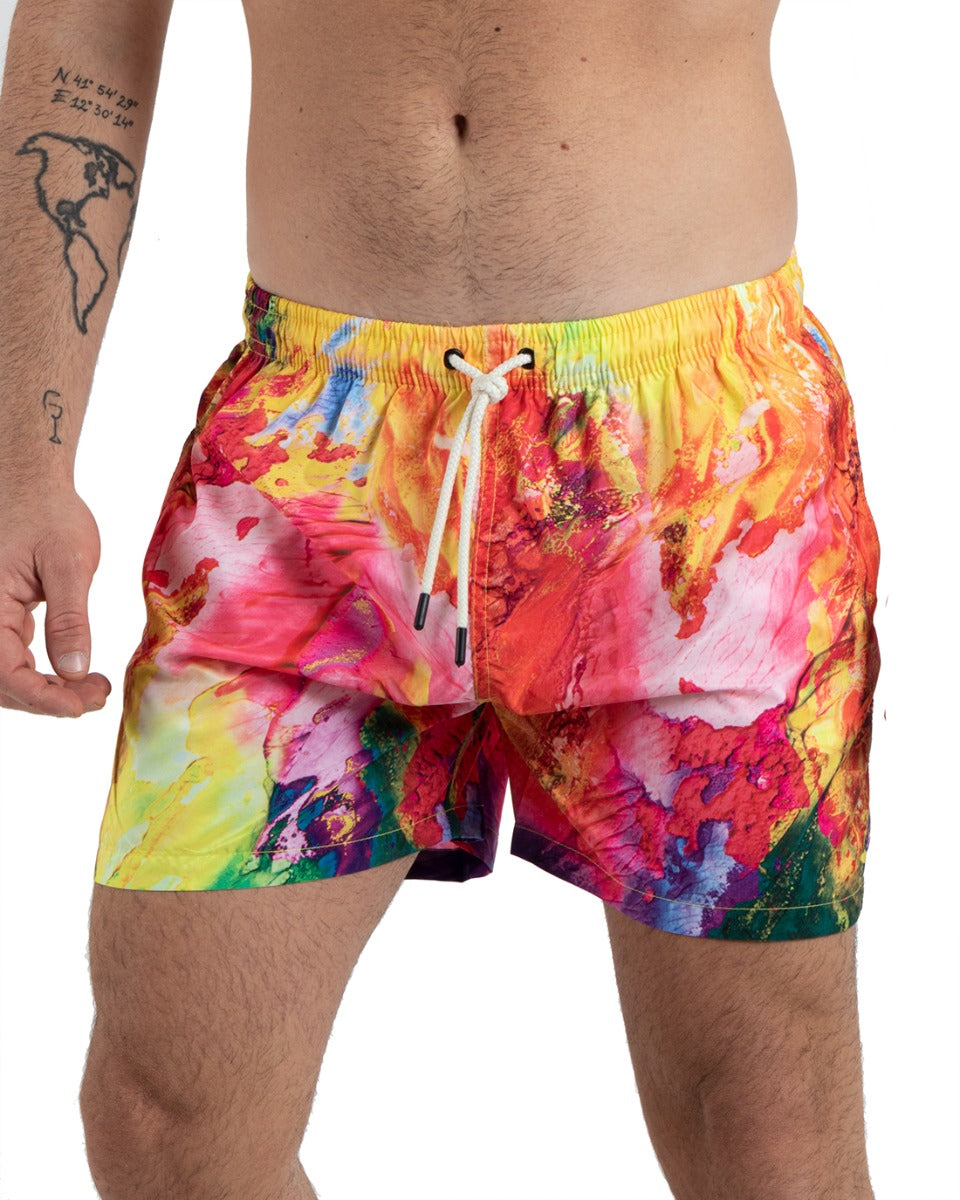 Costume Da Bagno Uomo Boxer Fantasia Multicolore Elastico GIOSAL-SU115