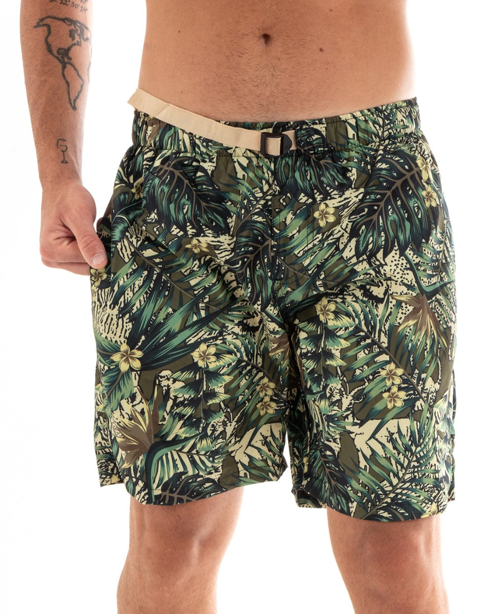 Costume Uomo Boxer Fantasia Floreale Elastico Verde Summer Casual GIOSAL-SU1198A