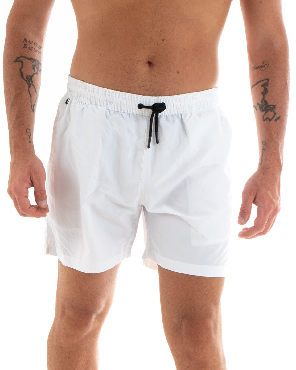 Costume Da Bagno Uomo Boxer Tinta Unita Elastico Bianco GIOSAL-SU1208A