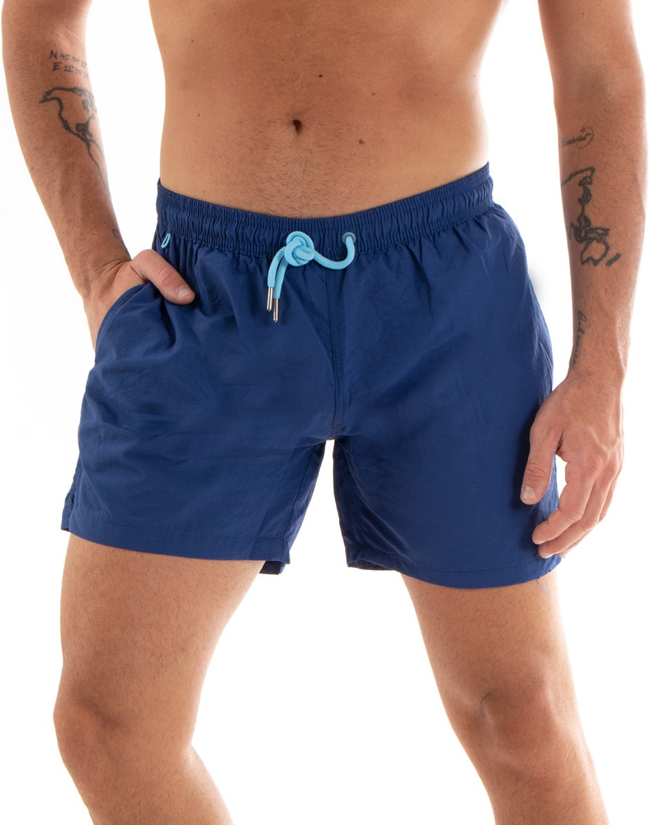 Costume Da Bagno Uomo Boxer Tinta Unita Elastico Blu Royal GIOSAL-SU1212A