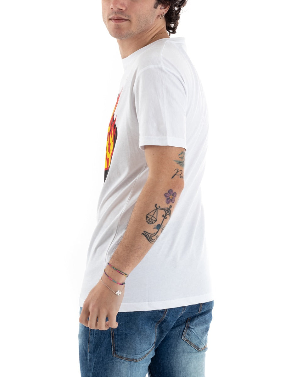 T-Shirt Uomo Stampa Scritta Disegno Colori Girocollo Casual GIOSAL