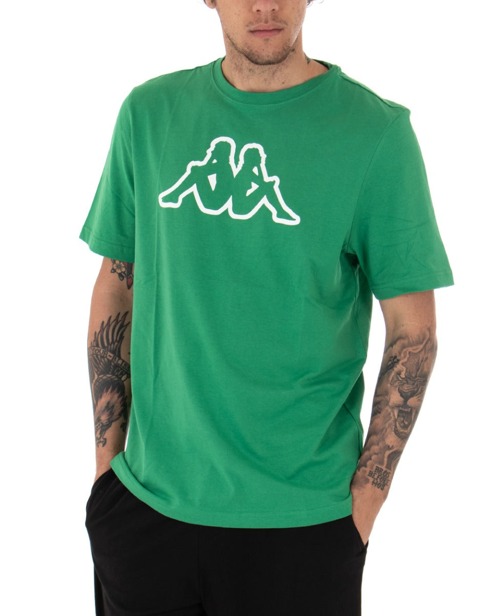 T-shirt Uomo Kappa MM Logo Cromen Tinta Unita Verde Girocollo Maniche Corte Casual GIOSAL-TS2426A
