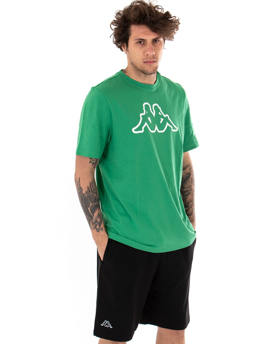 T-shirt Uomo Kappa MM Logo Cromen Tinta Unita Verde Girocollo Maniche Corte Casual GIOSAL-TS2426A
