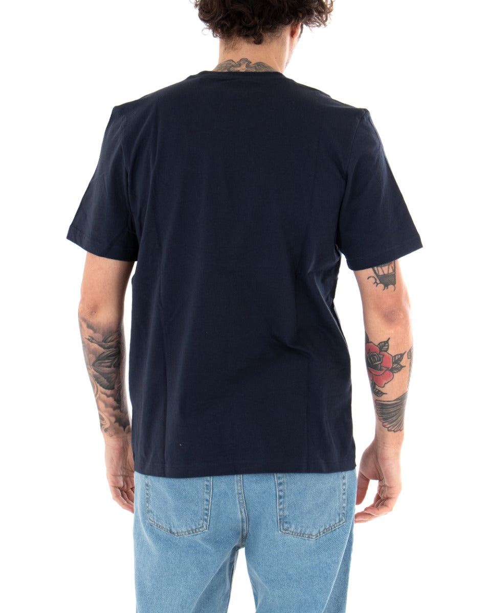 T-shirt Uomo Adidas Logo Lin Tee Stampa Tinta Unita Blu Girocollo Cotone Maniche Corte GIOSAL