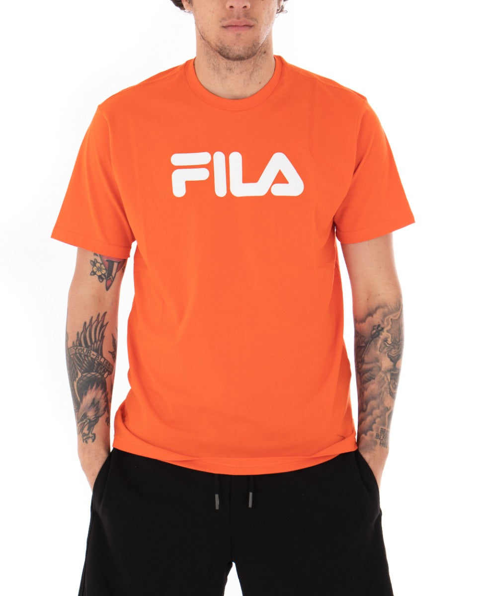 T-shirt Uomo Fila Classic Pure Tinta Unita Arancione Logo Maniche Corte GIOSAL-TS2434A
