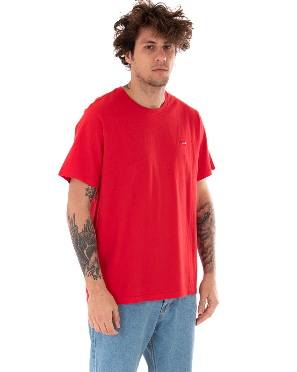 T-shirt Uomo Levi's Logo Small Tinta Unita Rossa Girocollo Cotone GIOSAL