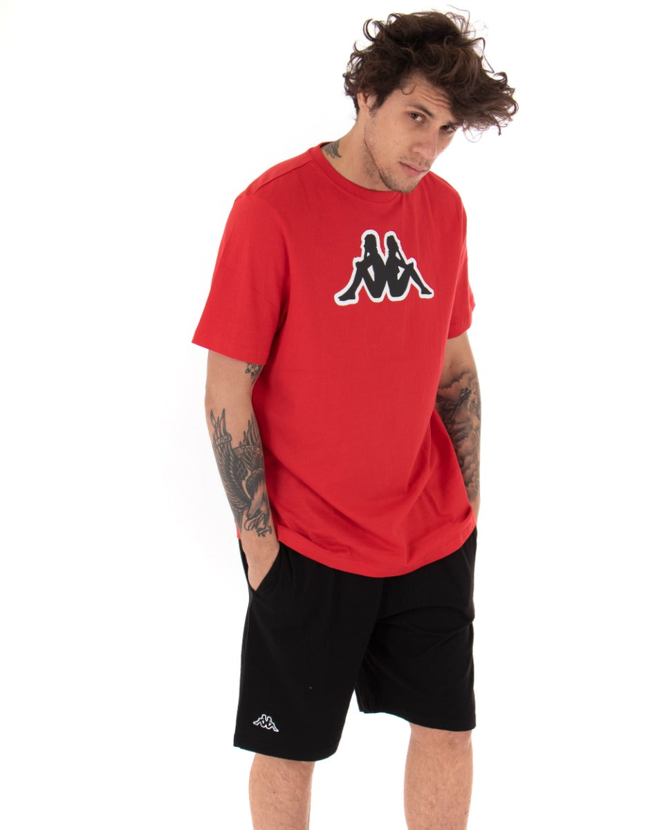 T-shirt Uomo Kappa Logo Zobi Casual Girocollo Basic Rosso GIOSAL-TS2459A