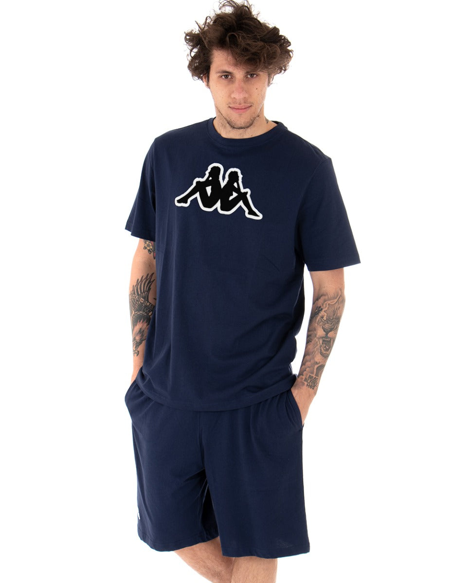 T-shirt Uomo Kappa Logo Zobi Casual Girocollo Basic Blu GIOSAL-TS2460A