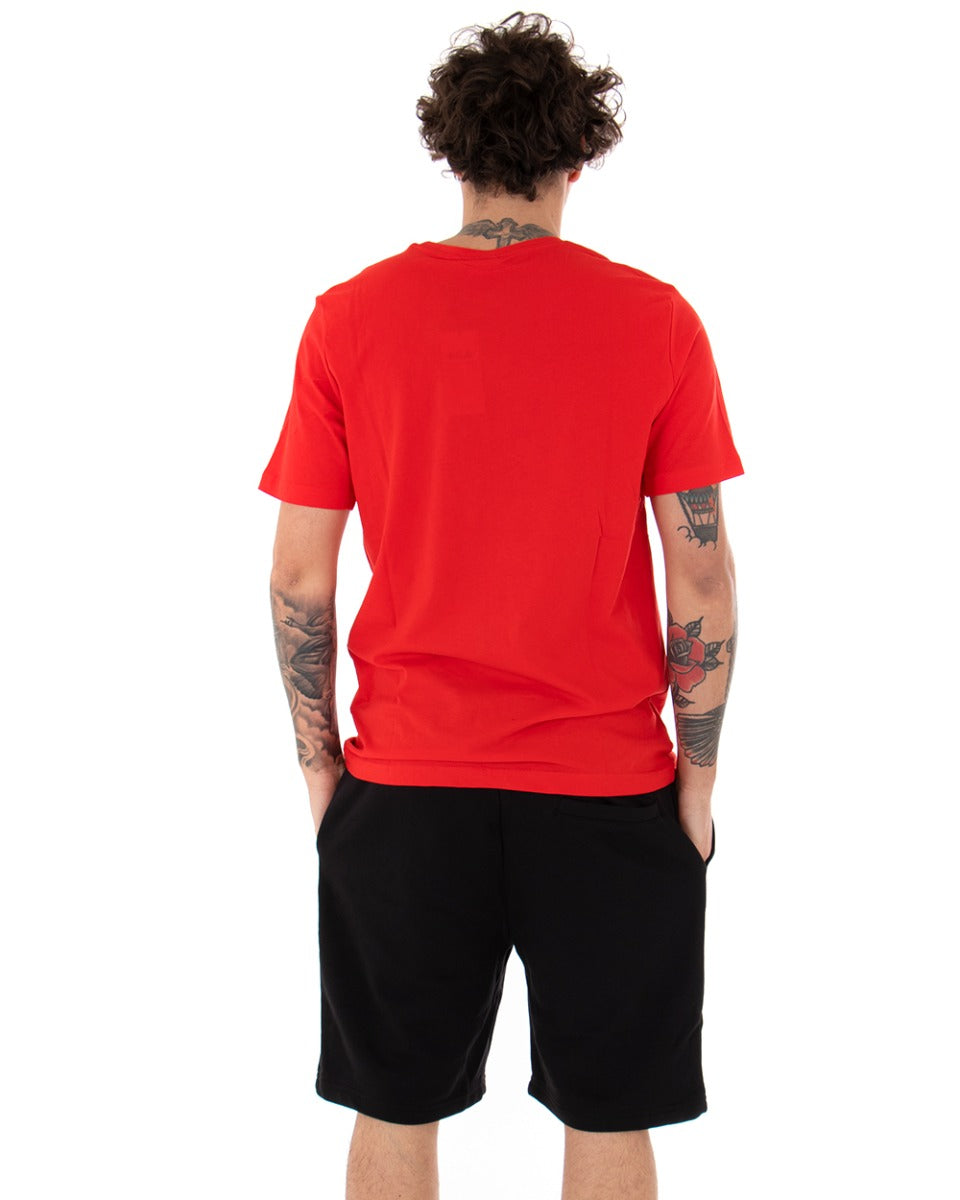 T-shirt Uomo Fila Logo Piccolo Unwind Rosso Cotone Casual Maniche Corte GIOSAL-TS2464A