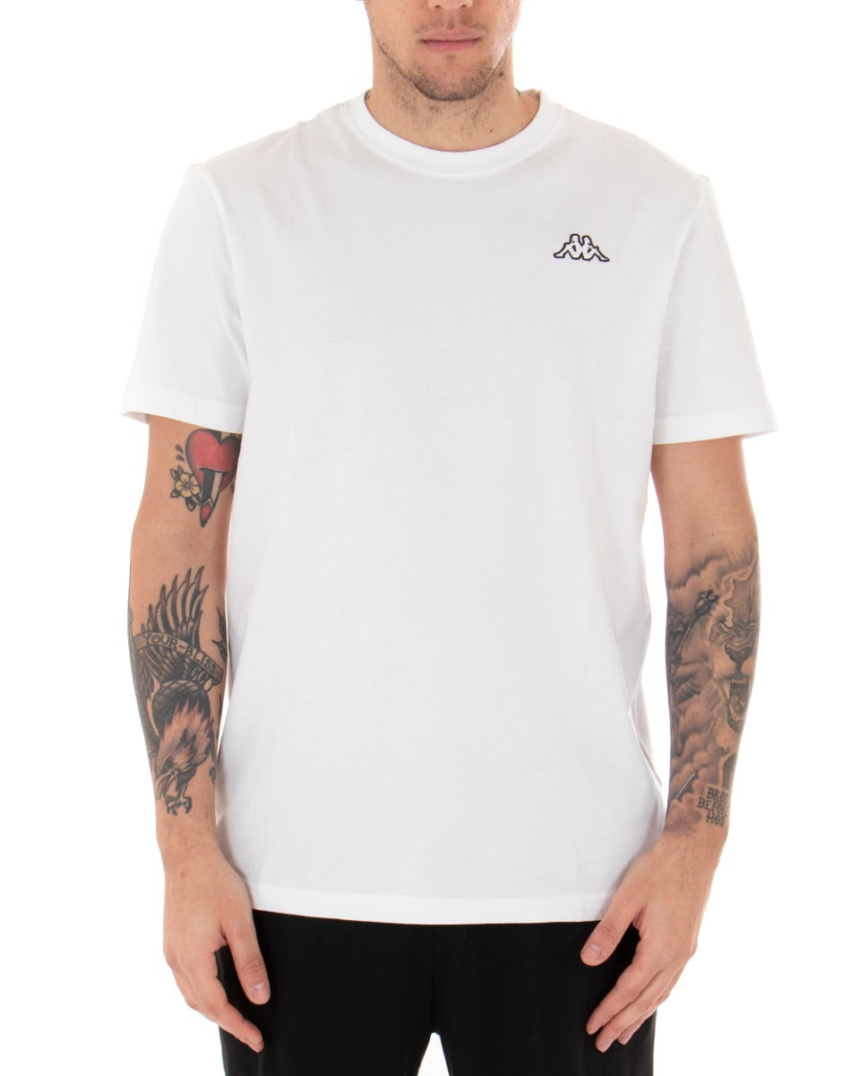 T-shirt Uomo Kappa Logo Cafers Slim Girocollo Bianca Cotone Basic GIOSAL-TS2467A