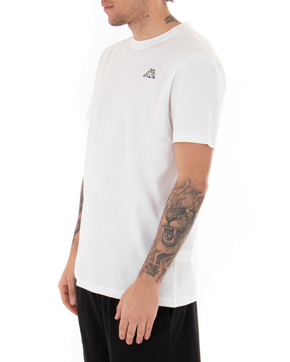 T-shirt Uomo Kappa Logo Cafers Slim Girocollo Bianca Cotone Basic GIOSAL-TS2467A
