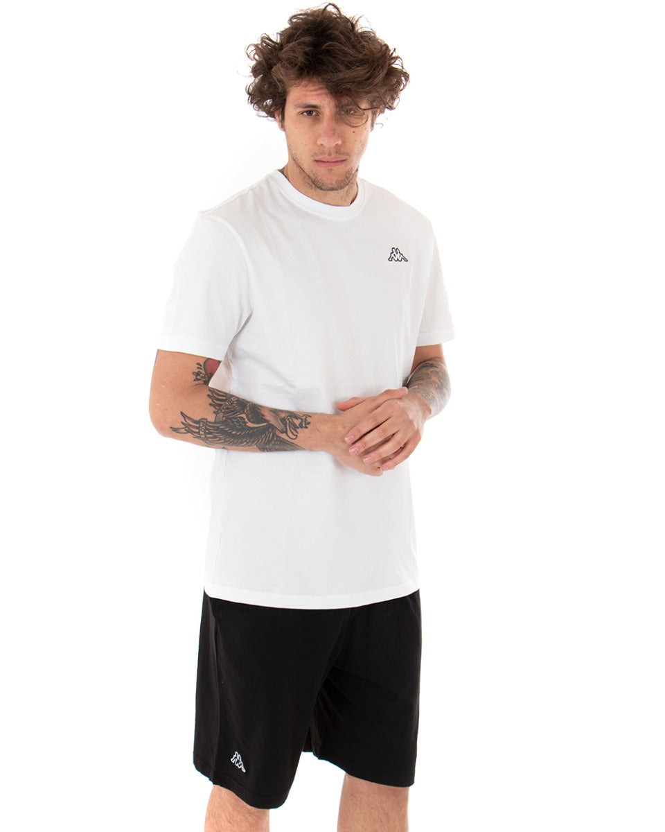 T-shirt Uomo Kappa Logo Cafers Slim Girocollo Bianca Cotone Basic GIOSAL-TS2467A