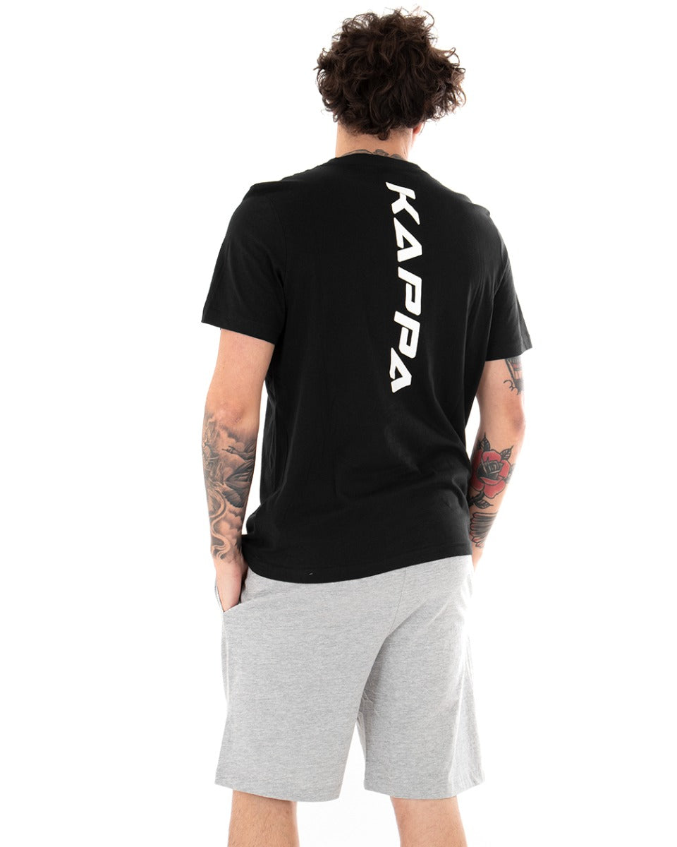 T-shirt Uomo Kappa Stampa Logo Cotit Retro Girocollo Nera Girocollo Cotone GIOSAL