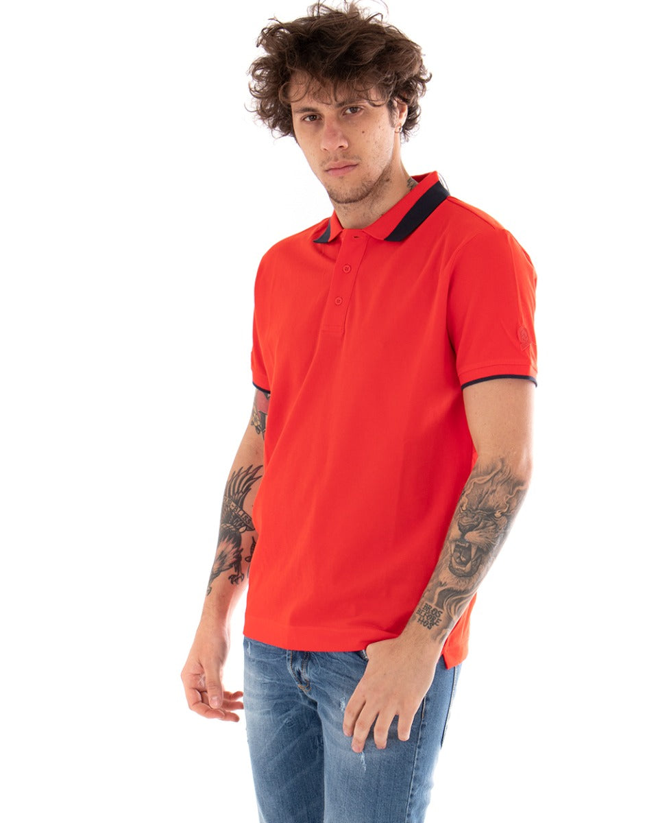 T-shirt Uomo Polo Invicta Piquet Logo Colletto Casual Bottoni Rosso GIOSAL-TS2485A