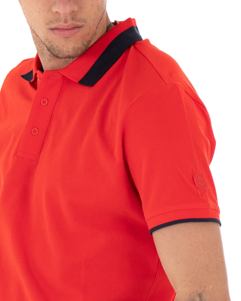 T-shirt Uomo Polo Invicta Piquet Logo Colletto Casual Bottoni Rosso GIOSAL-TS2485A