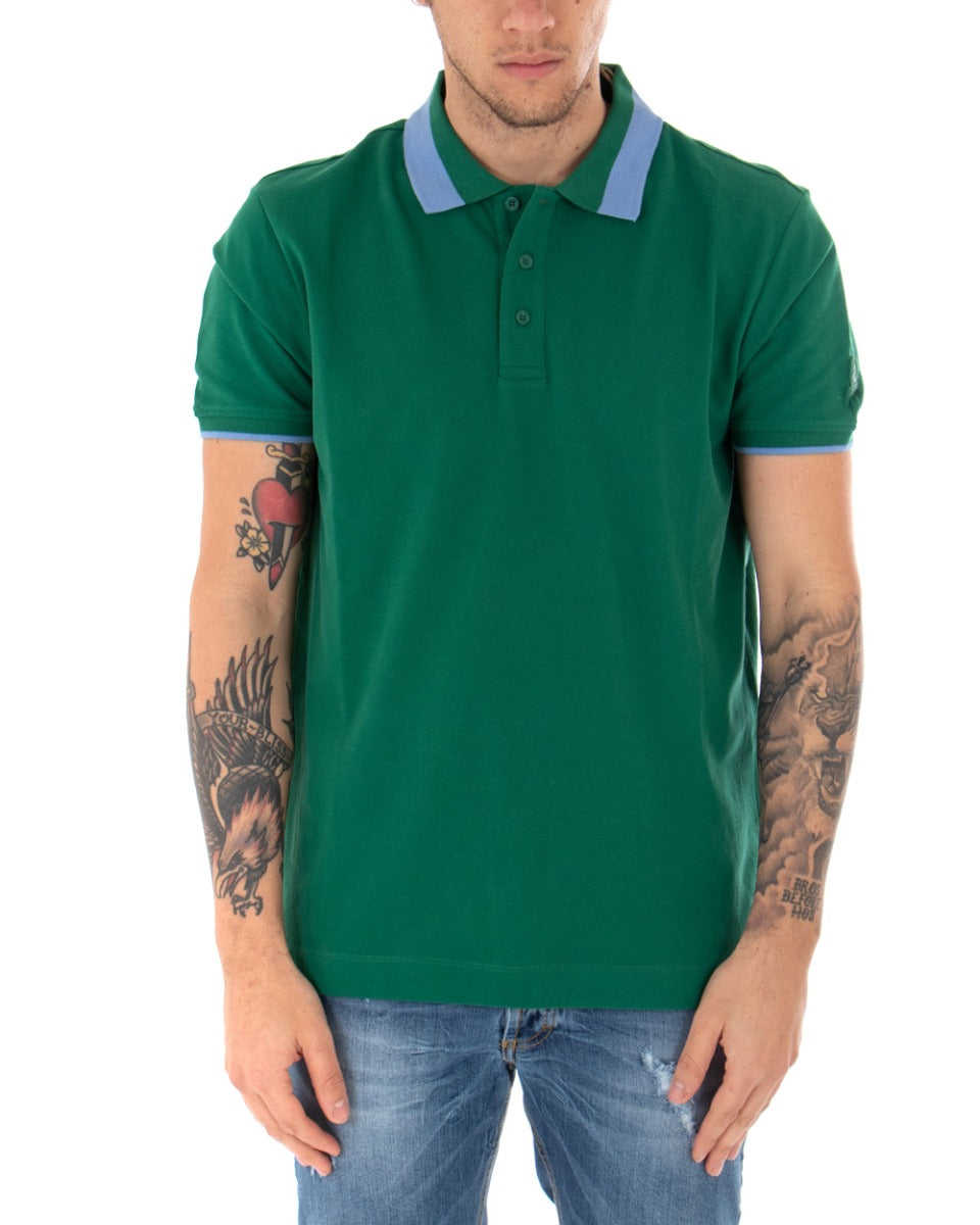 T-shirt Uomo Polo Invicta Piquet Logo Colletto Casual Bottoni Verde GIOSAL-TS2488A