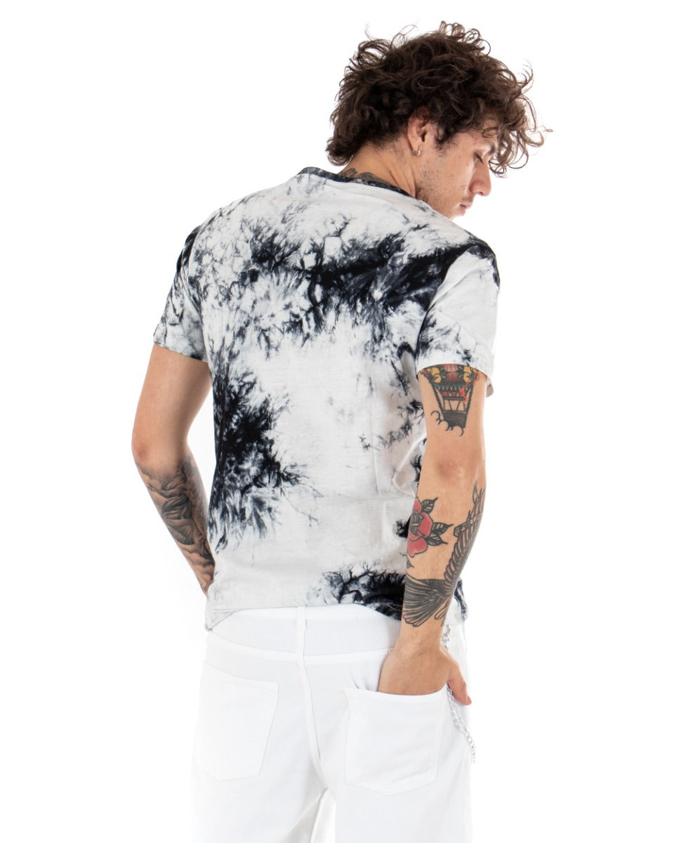 T-shirt Uomo Tie Dye Multicolore Bianco Maniche Corte Taschino Girocollo GIOSAL-TS2545A