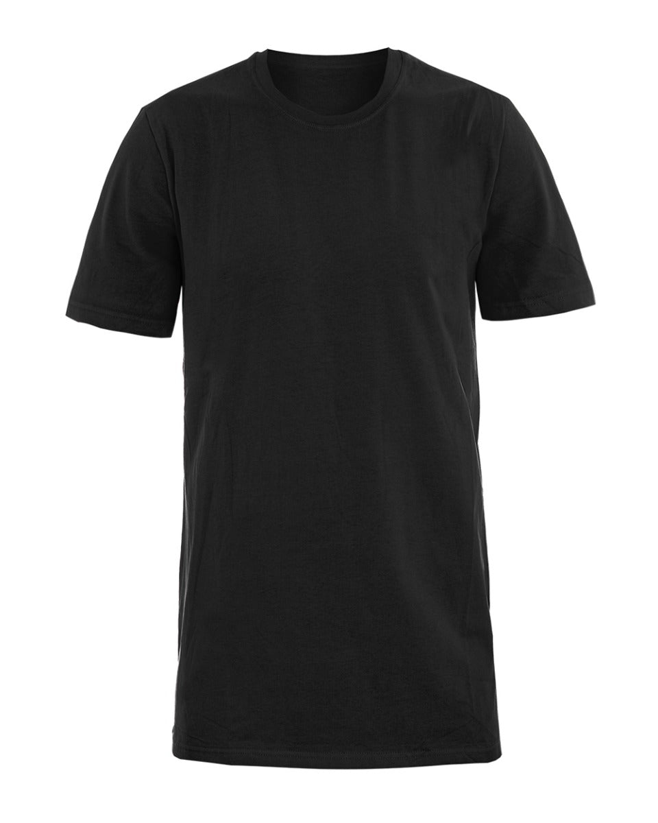 GIOSAL-TS2577A Herren Kurzarm-T-Shirt, einfarbig schwarz, Rundhalsausschnitt, Basic-Freizeit-T-Shirt