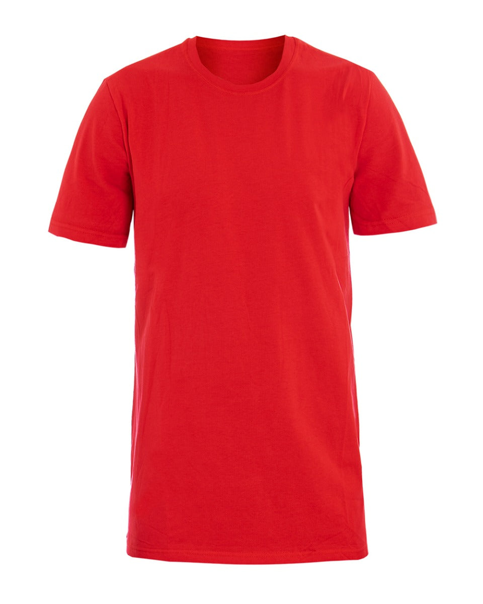 T-shirt Uomo Manica Corta Tinta Unita Rosso Girocollo Basic Casual GIOSAL