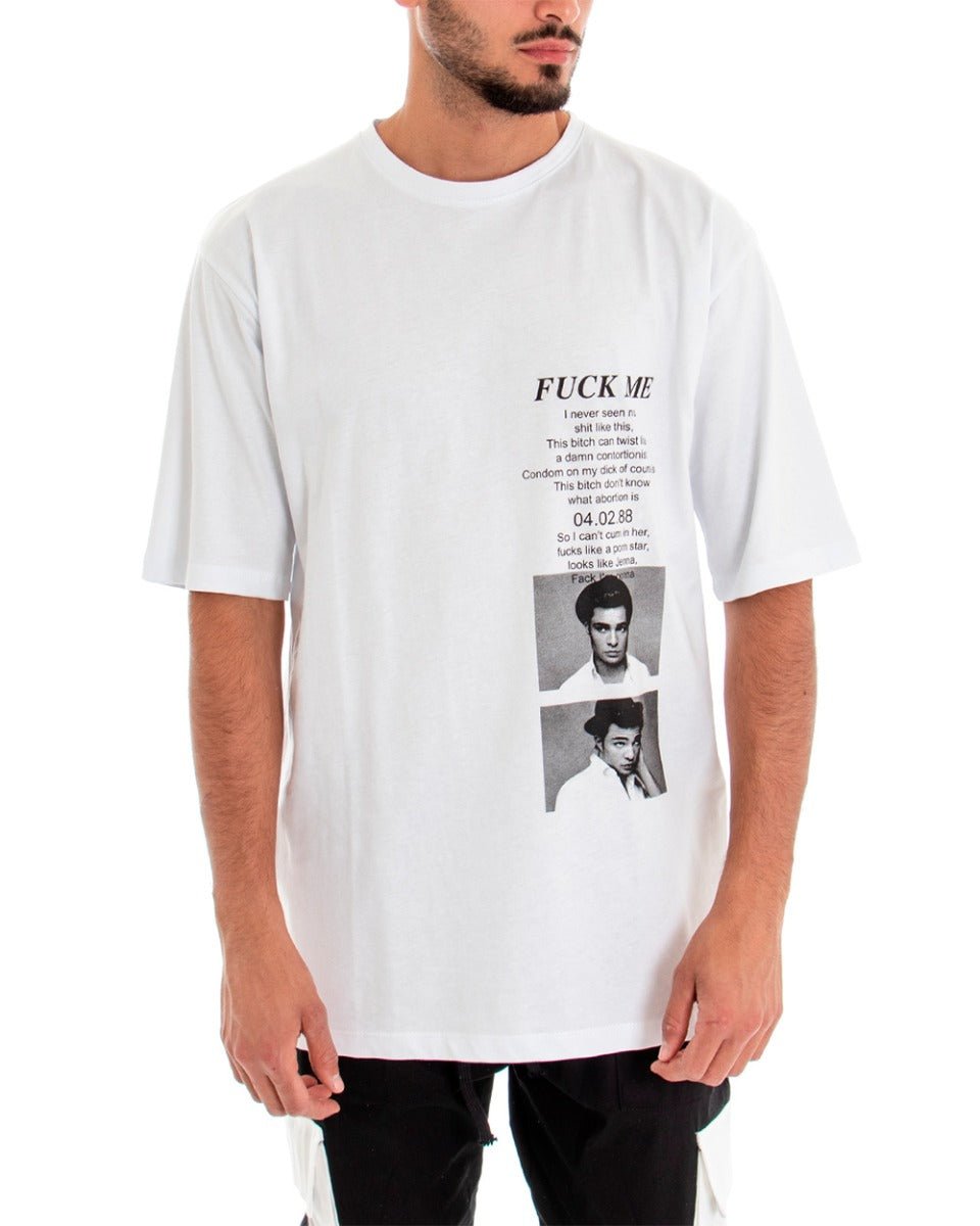 T-shirt Maglia Uomo Maniche Corte Over Size Tinta Unita Stampa GIOSAL-TS2597A