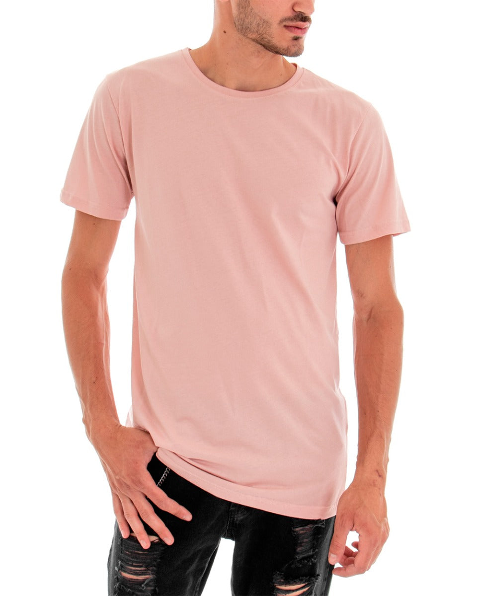 T-shirt Uomo Maglia Manica Corta Tinta Unita Rosa Stampa Retro Girocollo Cotone GIOSAL