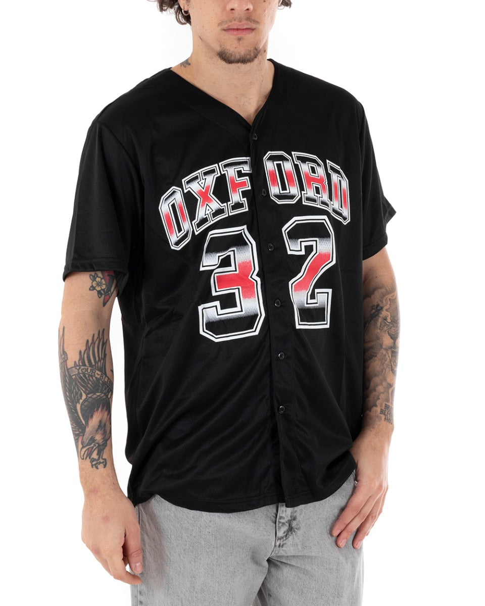 T-shirt Uomo Manica Corta Tinta Unita Bottoni Stampa Casual GIOSAL-TS2616A