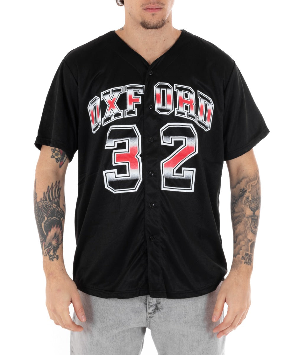 T-shirt Uomo Manica Corta Tinta Unita Bottoni Stampa Casual GIOSAL-TS2616A