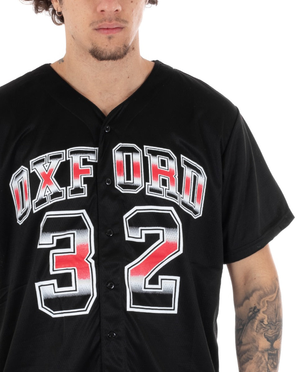 T-shirt Uomo Manica Corta Tinta Unita Bottoni Stampa Casual GIOSAL-TS2616A