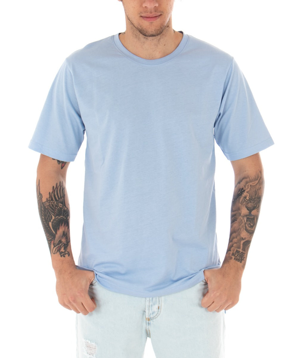 T-Shirt Uomo Polvere Maglia Manica Corta Girocollo Tinta Unita Spacchi Laterali Casual GIOSAL