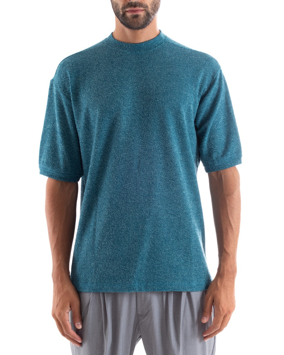 T-shirt Uomo Maglia Manica Corta Girocollo Tinta Unita Avio Casual GIOSAL