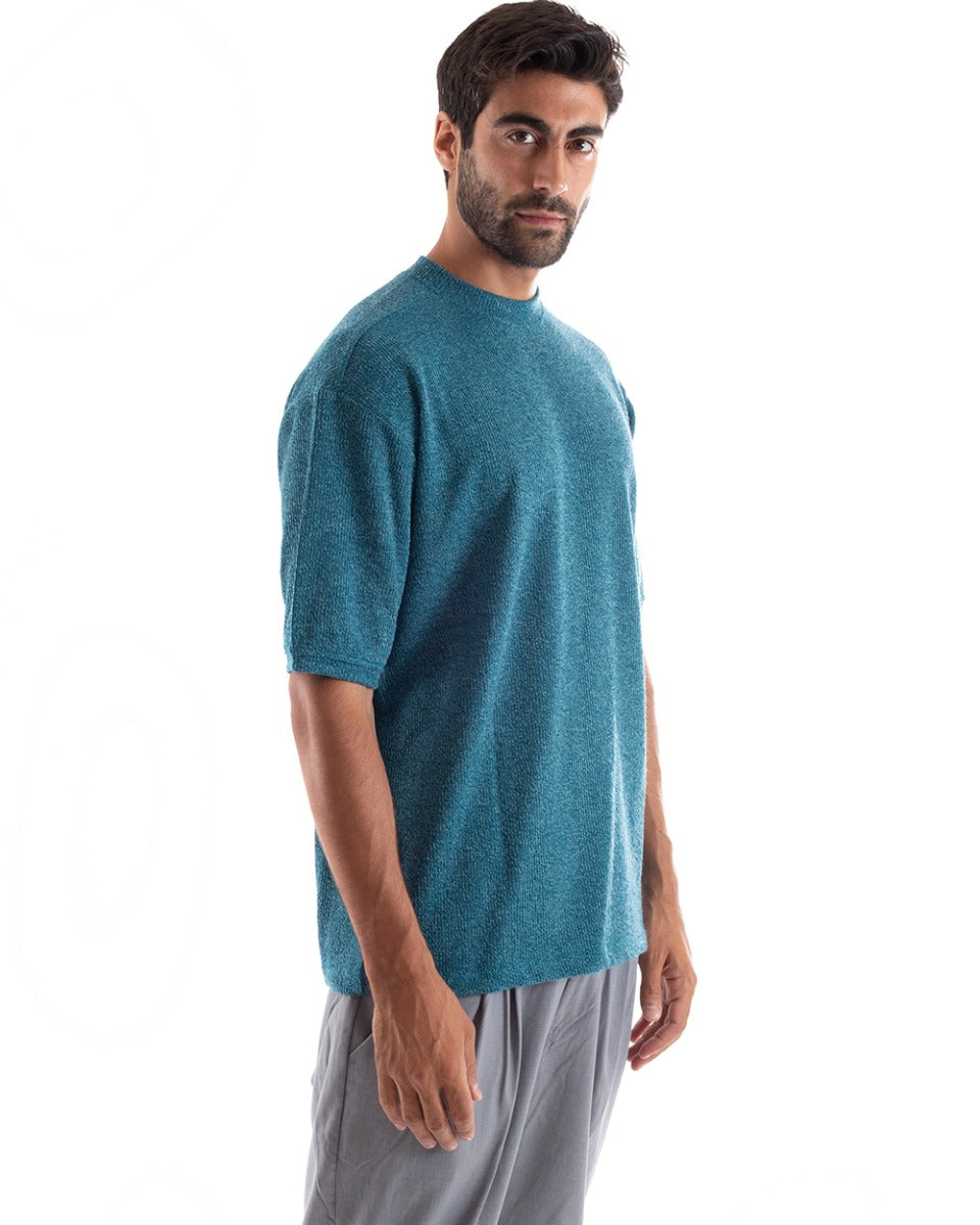 T-shirt Uomo Maglia Manica Corta Girocollo Tinta Unita Avio Casual GIOSAL