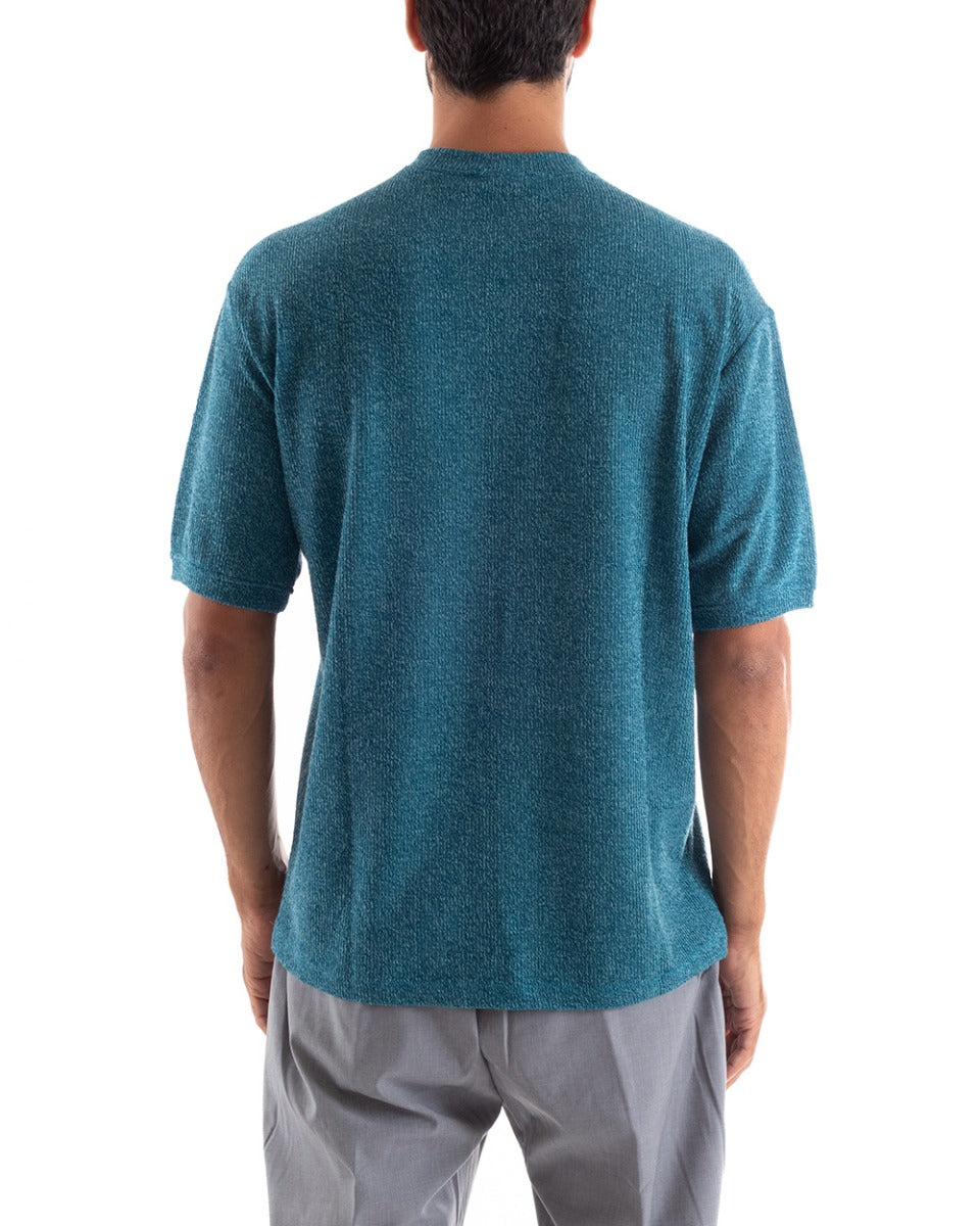 T-shirt Uomo Maglia Manica Corta Girocollo Tinta Unita Avio Casual GIOSAL