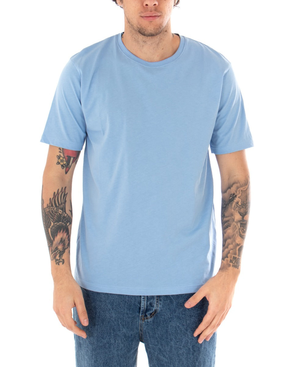 T-shirt Uomo Basic Tinta Unita Manica Corta Girocollo Polvere Casual GIOSAL-TS2917A