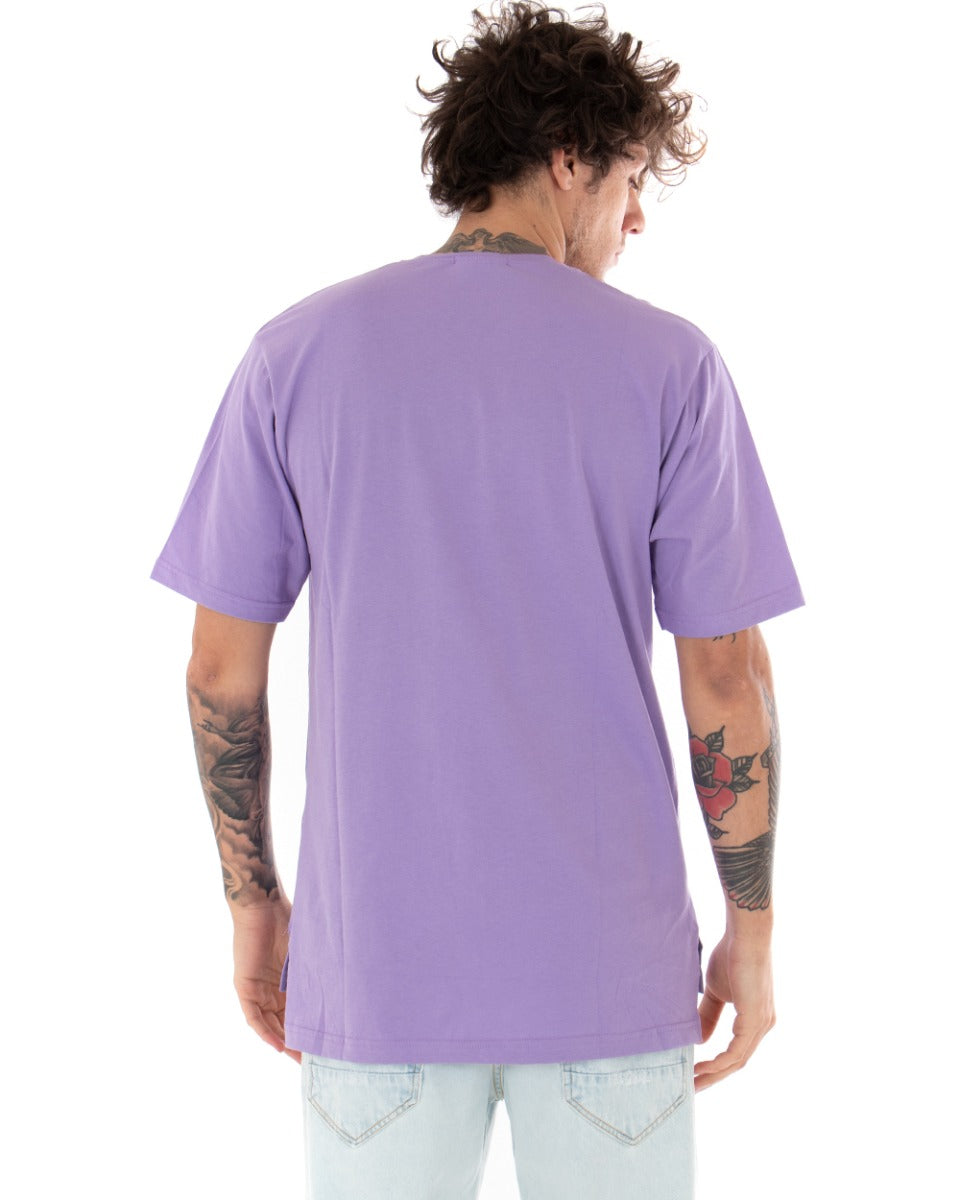 T-shirt Uomo Basic Tinta Unita Lilla Girocollo Manica Corta Casual Spacchi GIOSAL-TS2939A