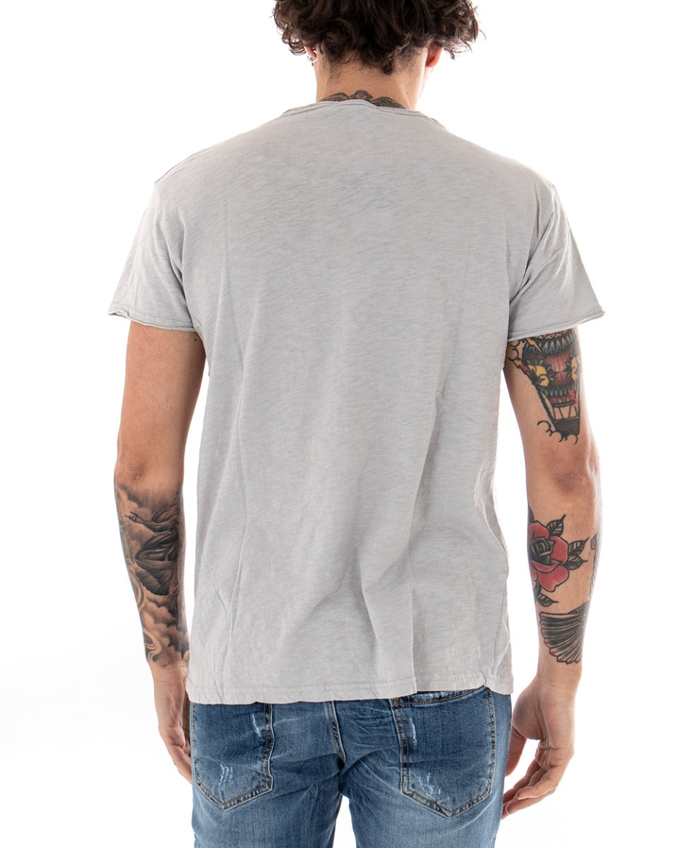 T-shirt Uomo Basic Tinta Unita Grigio Chiaro Girocollo Manica Corta GIOSAL-TS2945A