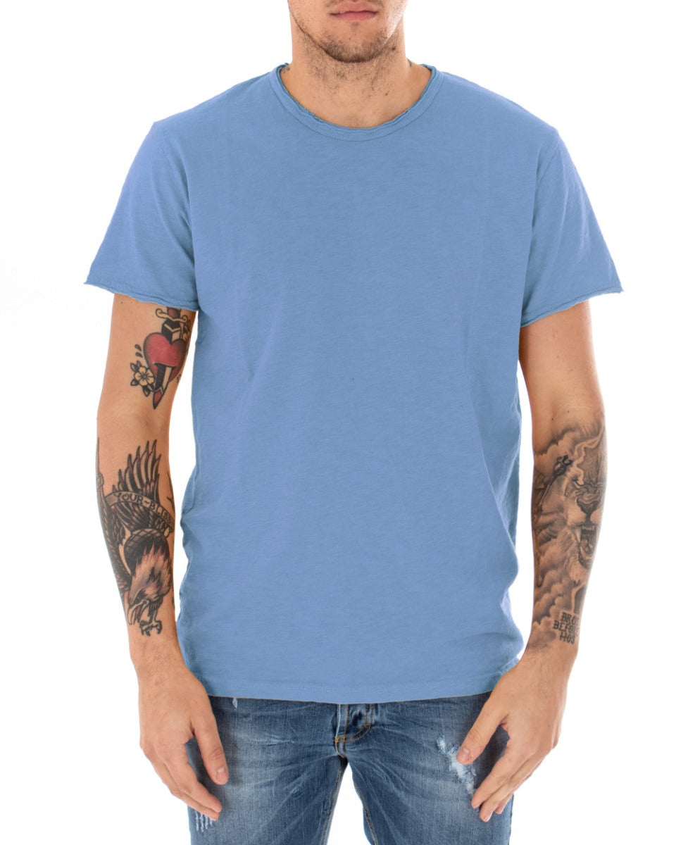 T-shirt Uomo Basic Tinta Unita Polvere Girocollo Manica Corta GIOSAL-TS2954A