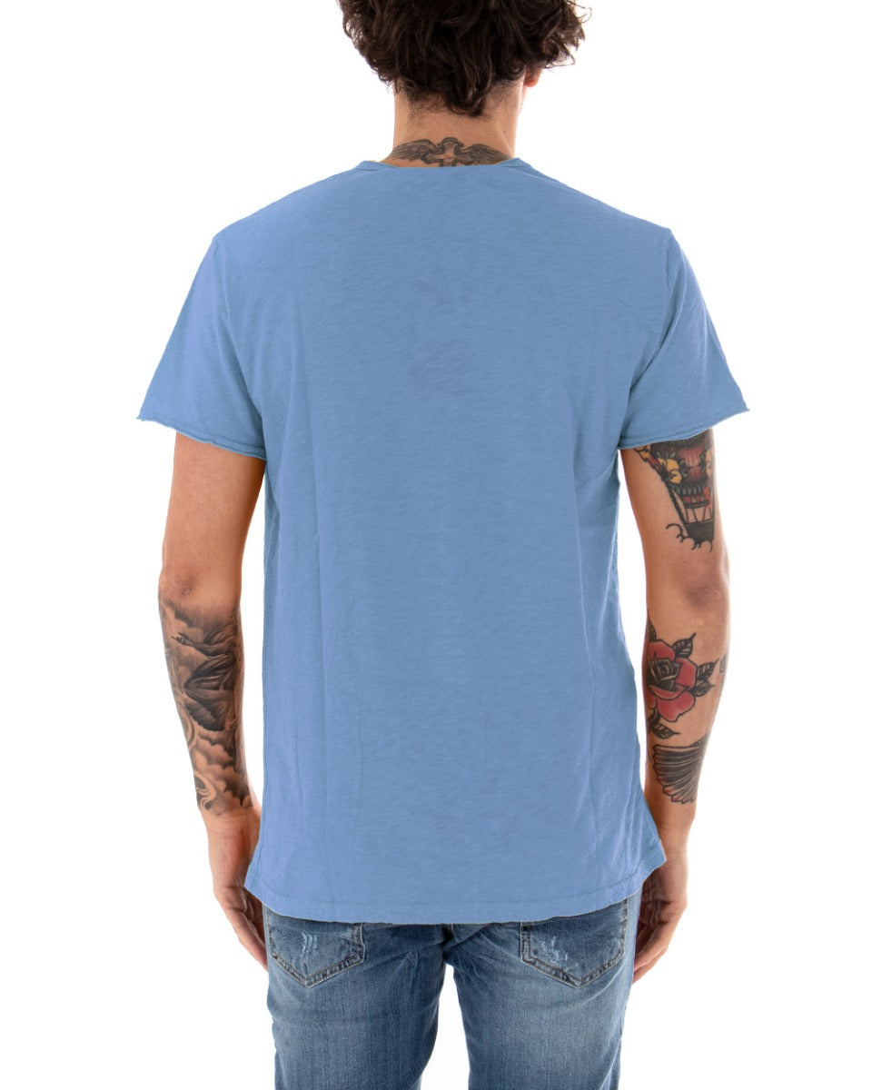 T-shirt Uomo Basic Tinta Unita Polvere Girocollo Manica Corta GIOSAL-TS2954A