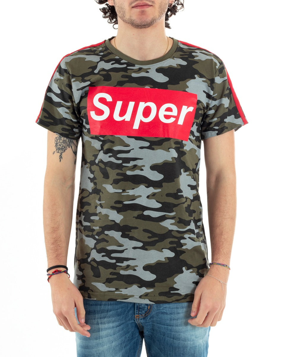 T-Shirt Uomo Girocollo Stampa Mimetica Super Casual Manica Corta GIOSAL