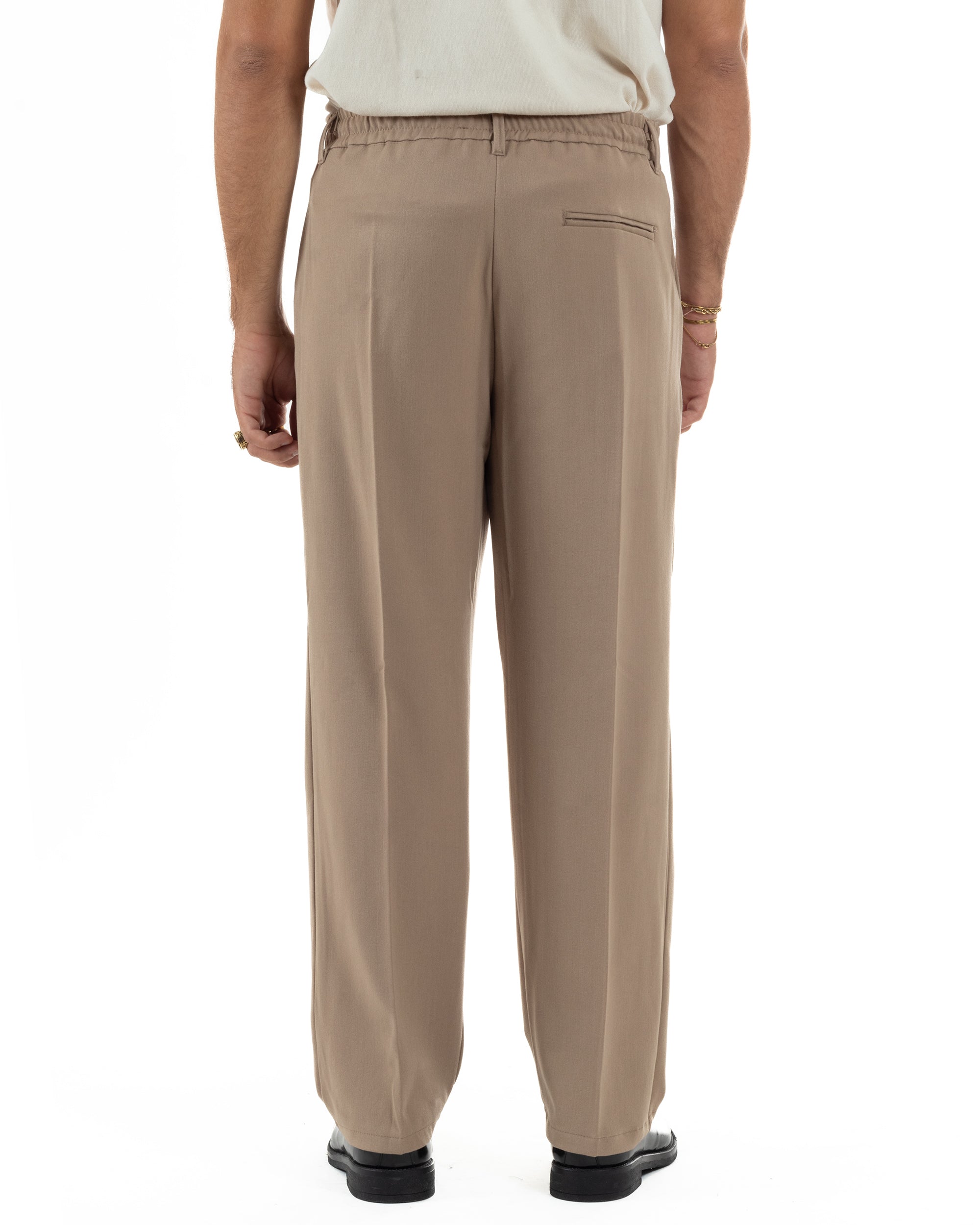 Pantaloni Viscosa Uomo Baggy Fondo Ampio Camel P5913A