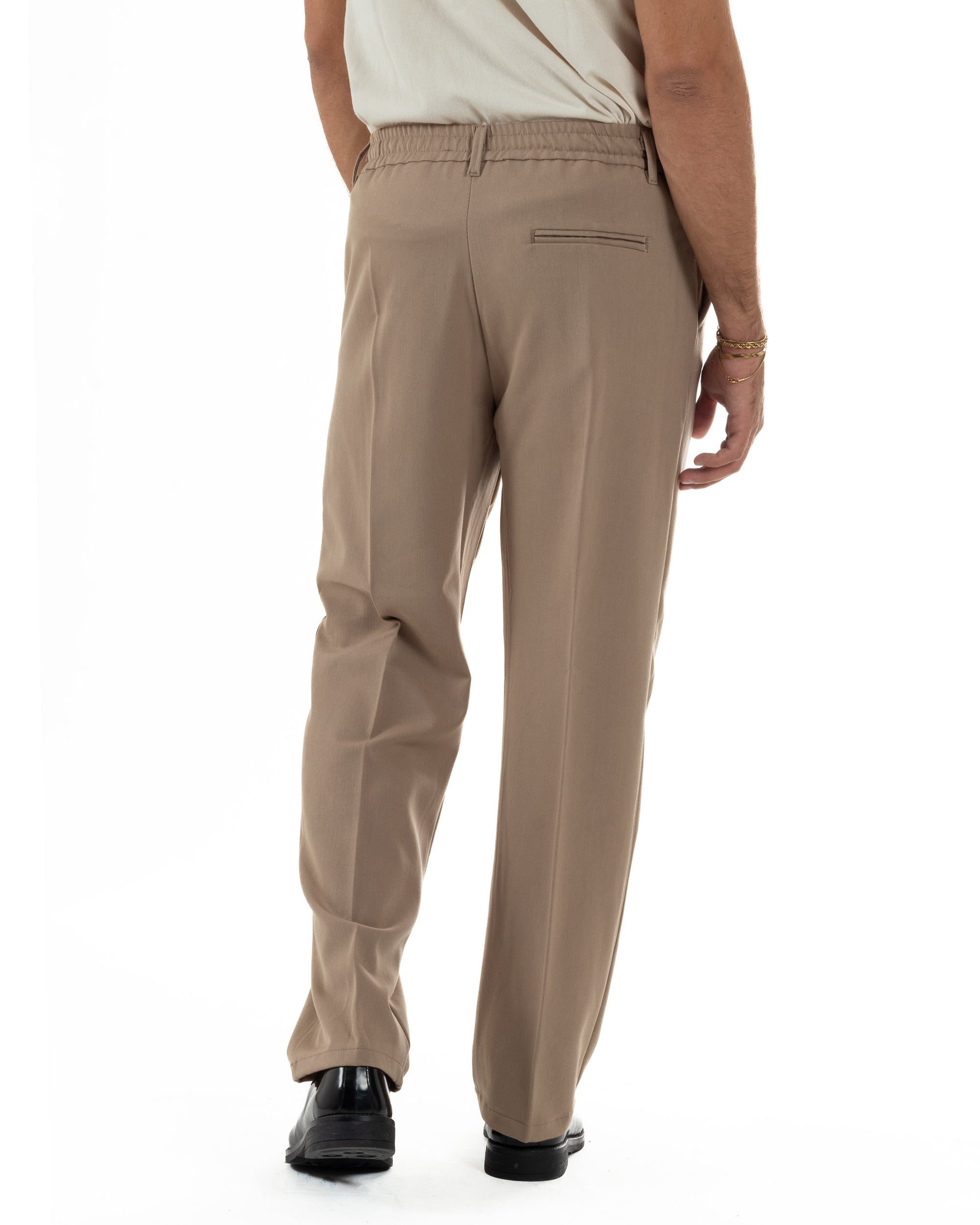 Pantaloni Viscosa Uomo Baggy Fondo Ampio Camel P5913A