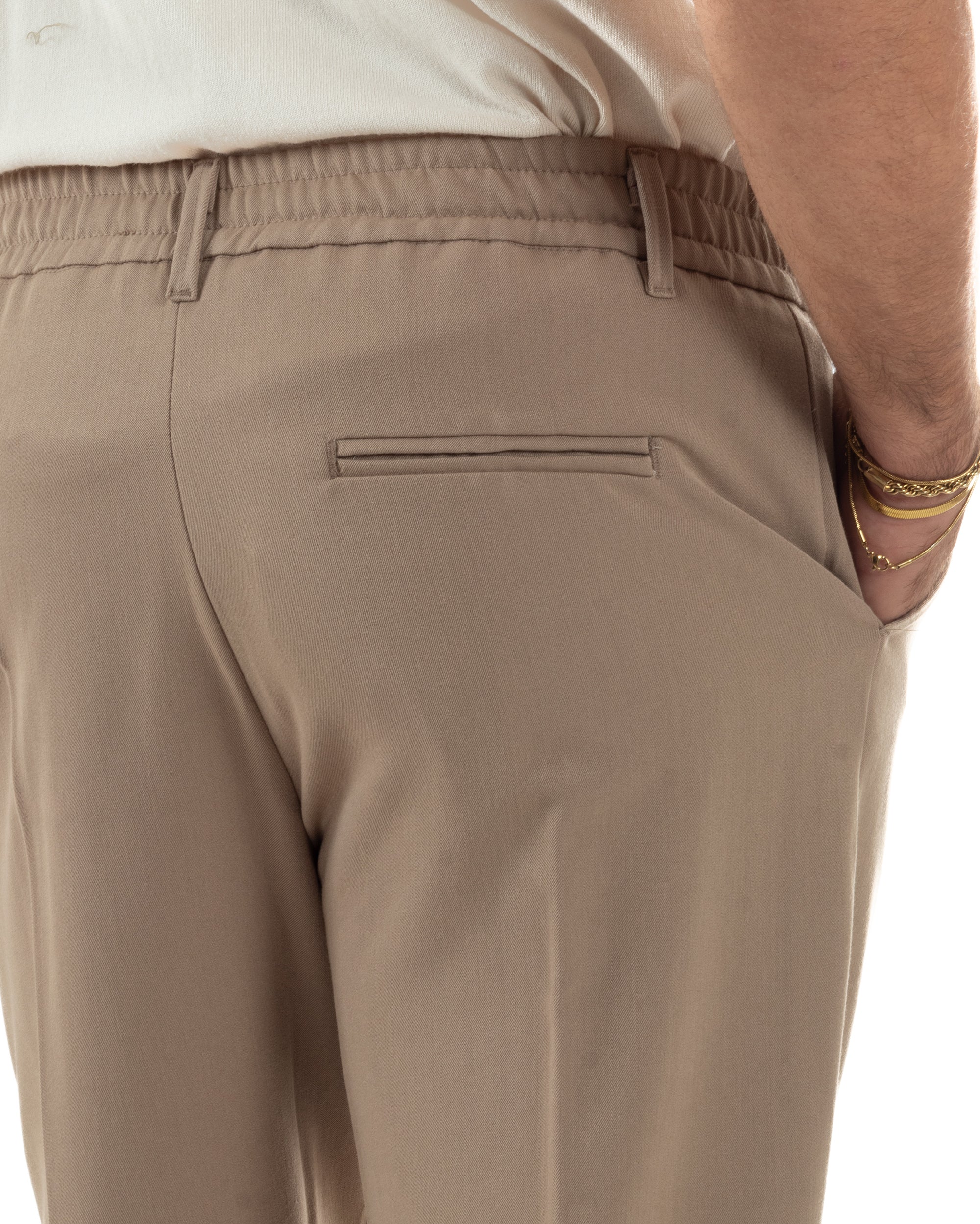 Pantaloni Viscosa Uomo Baggy Fondo Ampio Camel P5913A