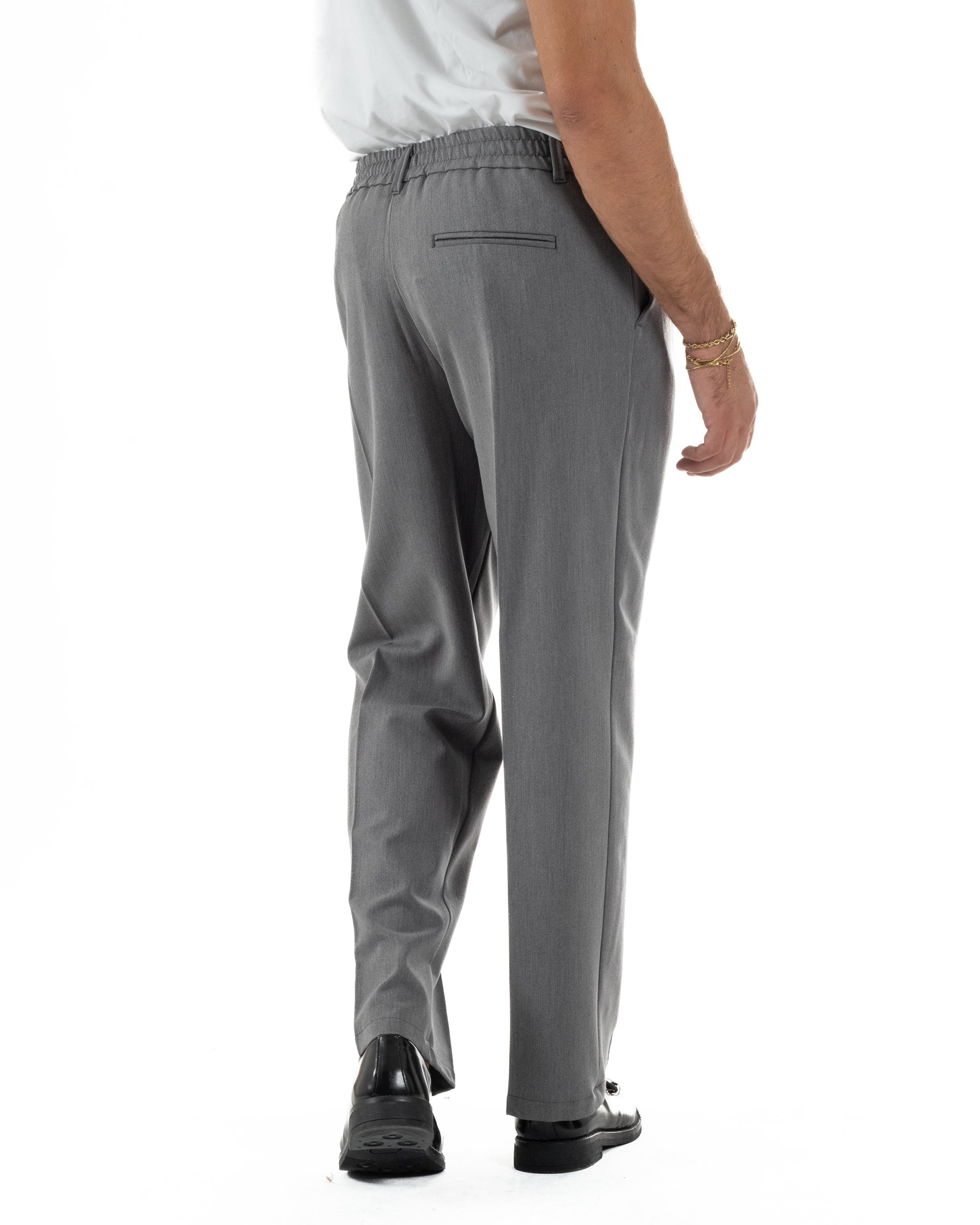 Pantaloni Viscosa Uomo Baggy Fondo Ampio Grigio P5914A