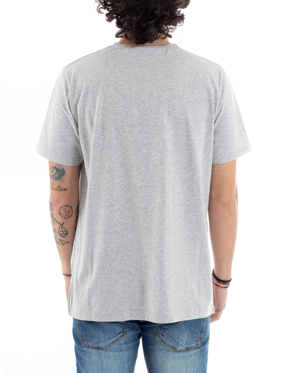 Men's T-Shirt Written Print Gray Round Neck Short Sleeve Casual GIOSAL