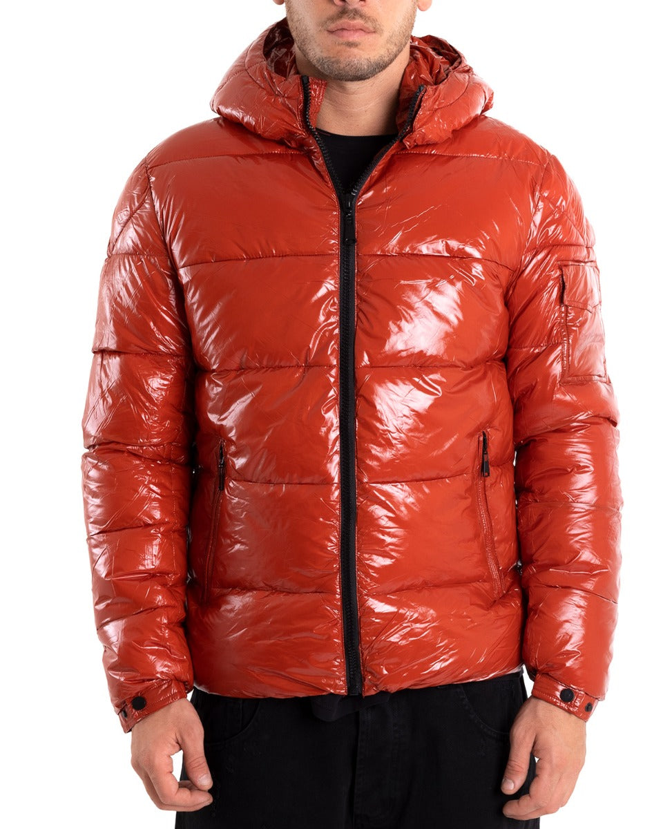 Piumino Uomo Bomber Lucido Uomo Jacket Piumino Rosso Lucido Uomo